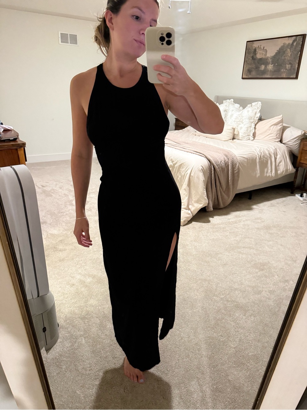 Express Sleeveless Ponte Racerback black Midi Dress with slit size small - Picture 12 of 12
